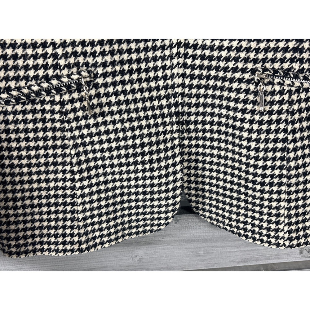 Lauren Ralph Lauren Womens 12 Houndstooth Worsted Wool Tweed Zip Blazer Vintage - Picture 3 of 12